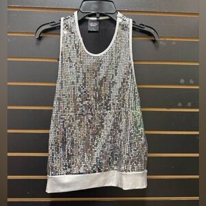 Gia-Mia Dancewear Silver Sequin Tank Top – Large Child (LC)